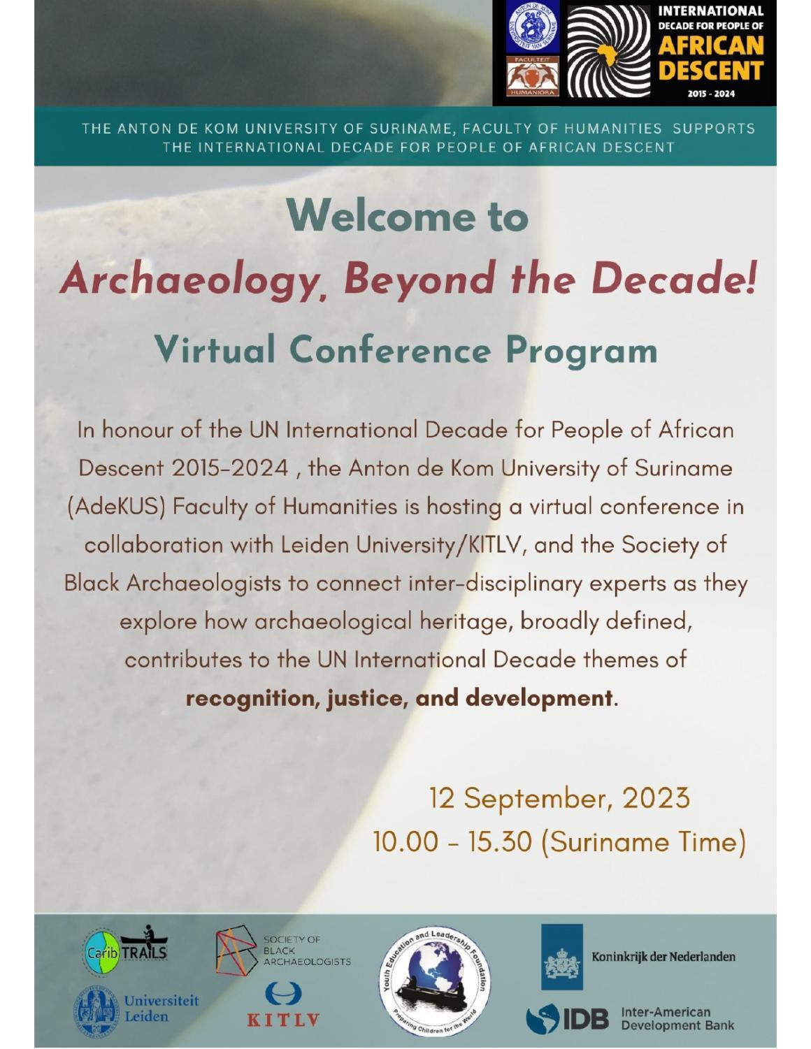Program_Archaeology, Beyond the Decade Virtual Conference