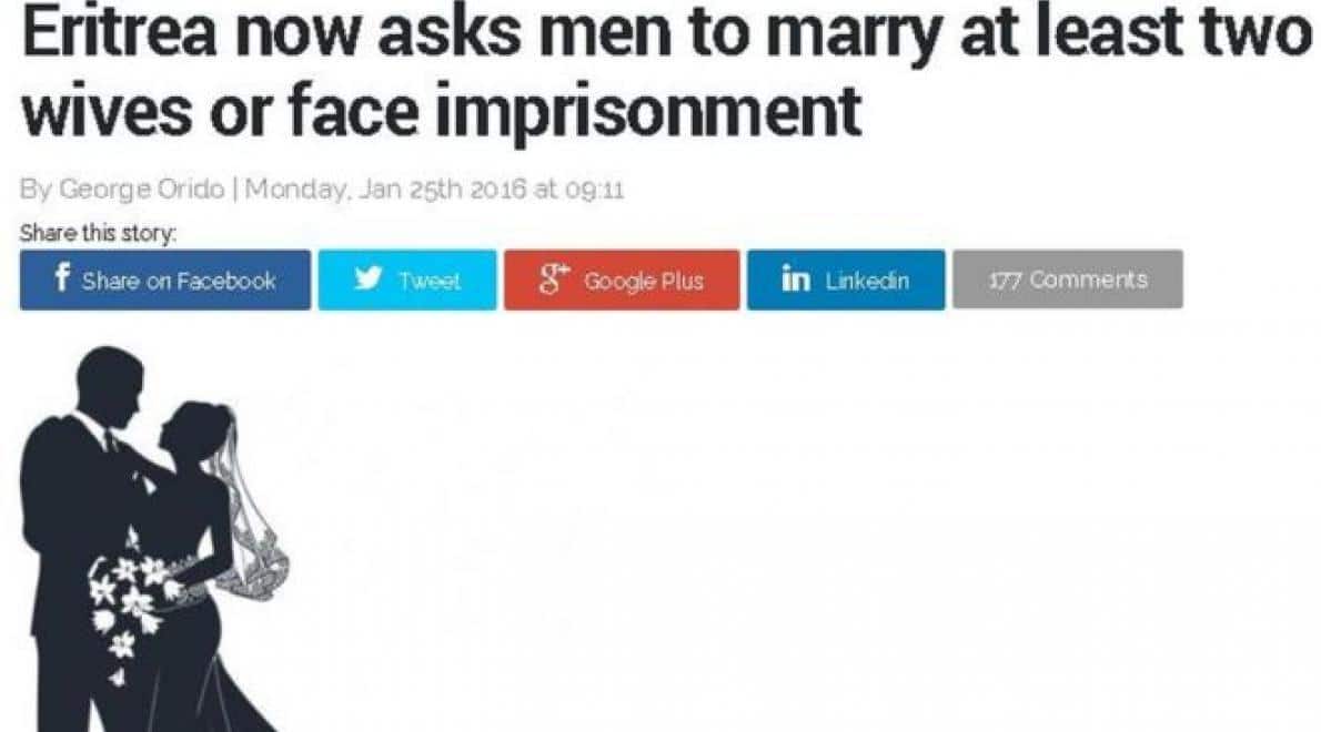 Verhaal over Eritrese polygamiewet is verzonnen