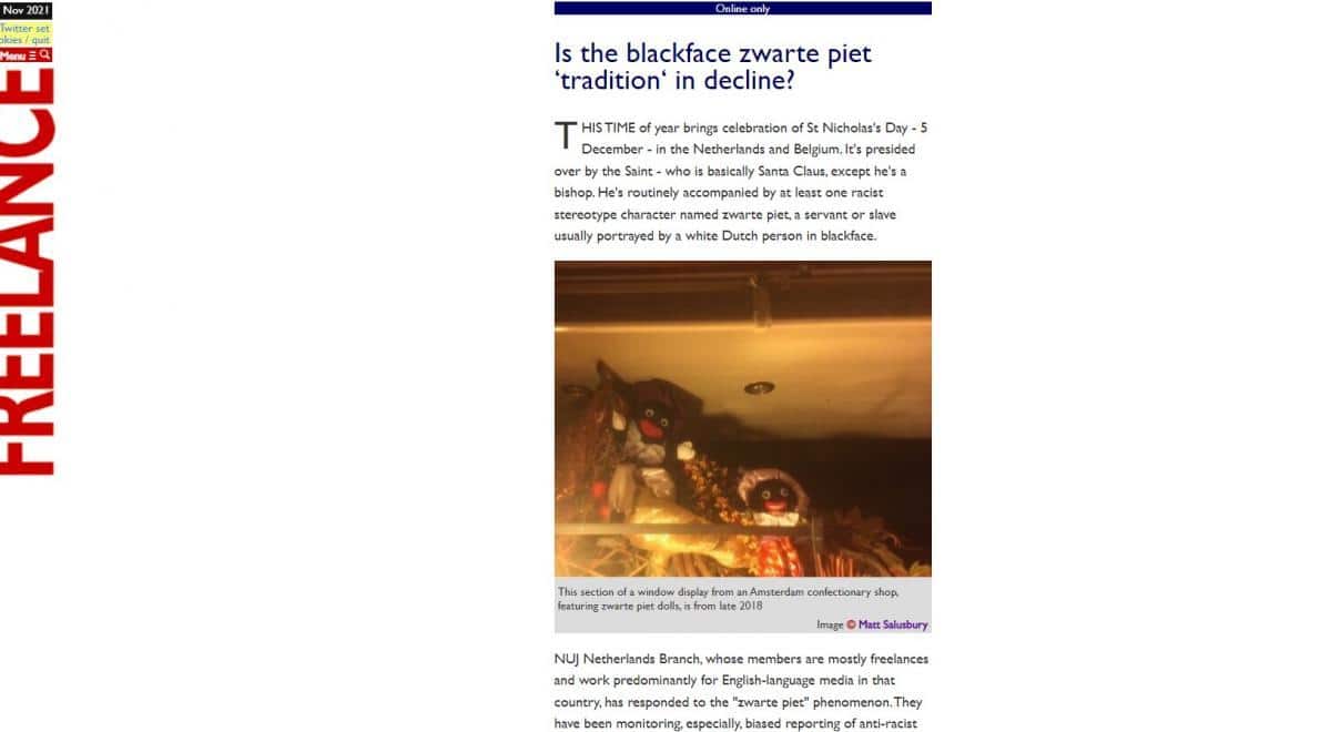 Britse Journalisten Unie spreekt zich weer uit tegen zwarte piet en discriminerende verslaggeving