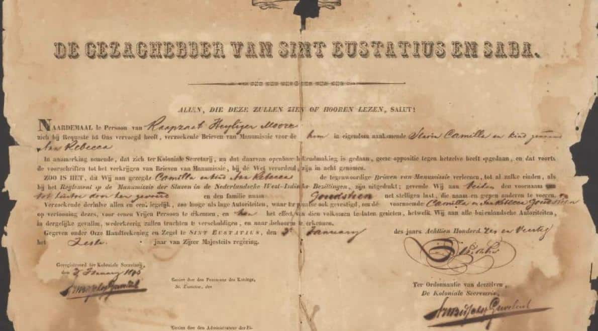 Manumissies St. Eustatius 1836-1862 opgenomen in genealogische database Wiewaswie