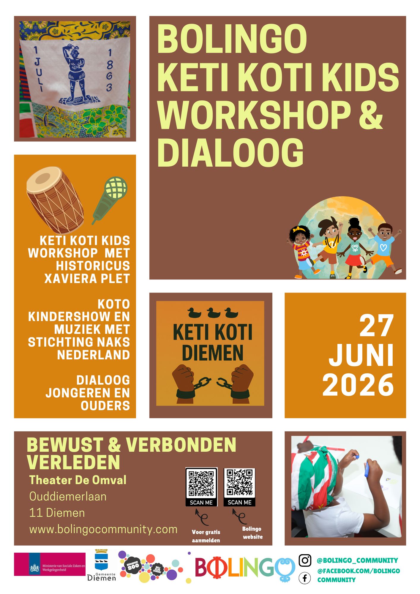 Keti Koti vieren met kinderen: Bolingo Community brengt geschiedenis tot leven in Diemen