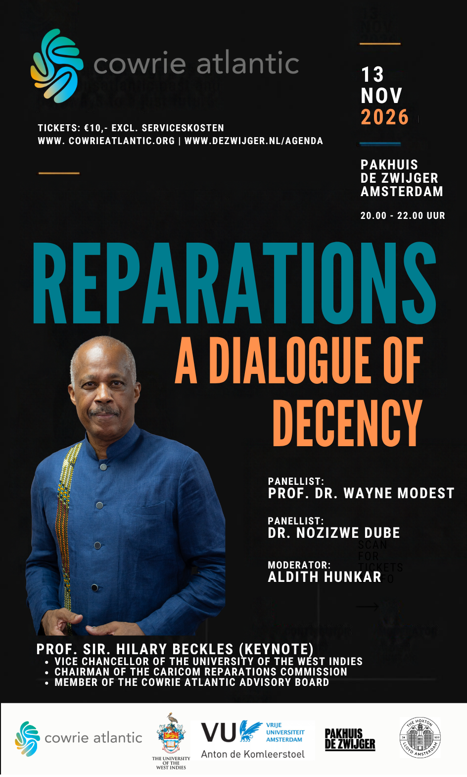 Professor Sir Hilary Beckles naar Amsterdam voor keynote over Reparatory Justice